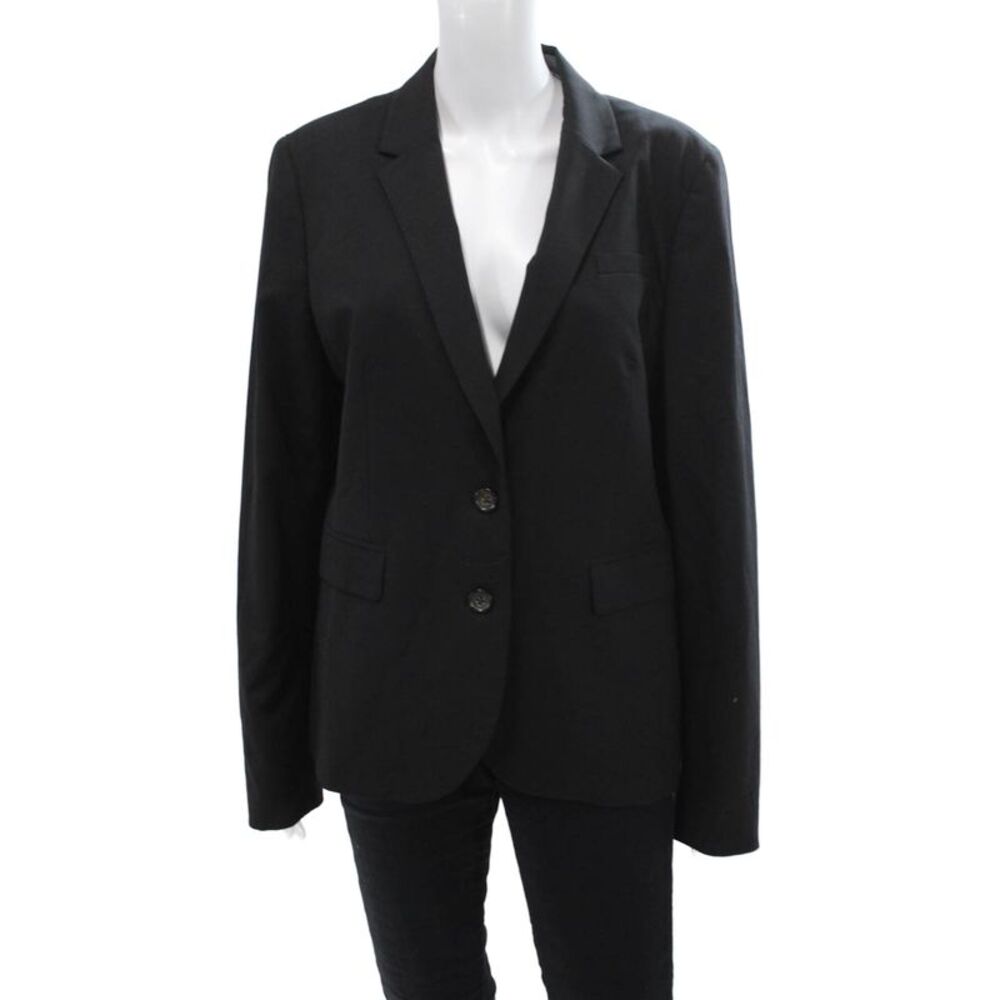 Banana Republic Womens Textured Lined Button Blazer Black Size 16